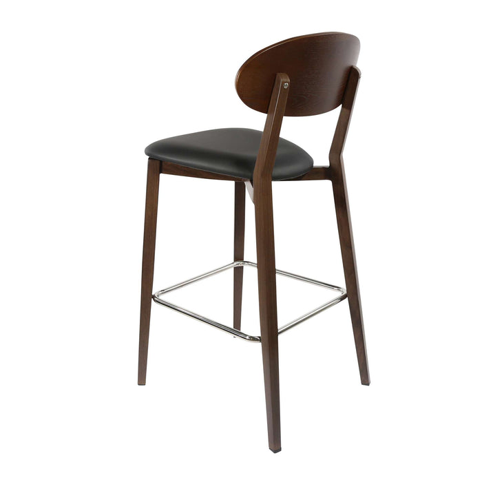 Durafurn Atlanta Barstool - Narrow Ply Backrest - Wenge Frame/Black Vinyl Seat & Ply Backrest