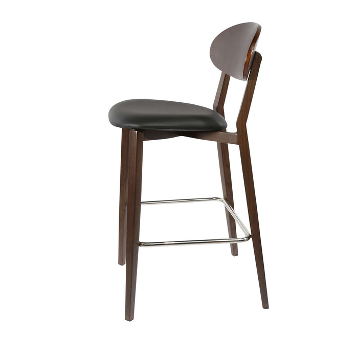 Durafurn Atlanta Barstool - Narrow Ply Backrest - Wenge Frame/Black Vinyl Seat & Ply Backrest