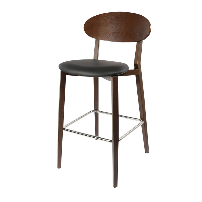Durafurn Atlanta Barstool - Narrow Ply Backrest - Wenge Frame/Black Vinyl Seat & Ply Backrest