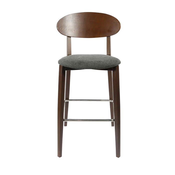 Durafurn Atlanta Barstool - Narrow Ply Backrest - Wenge Frame/Dark Grey Fabric Seat & Ply Backrest