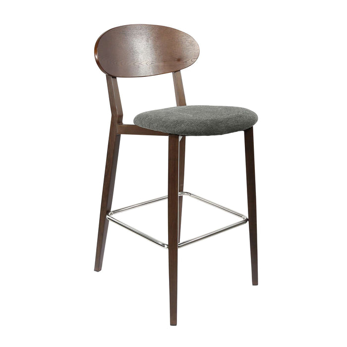 Durafurn Atlanta Barstool - Narrow Ply Backrest - Wenge Frame/Dark Grey Fabric Seat & Ply Backrest