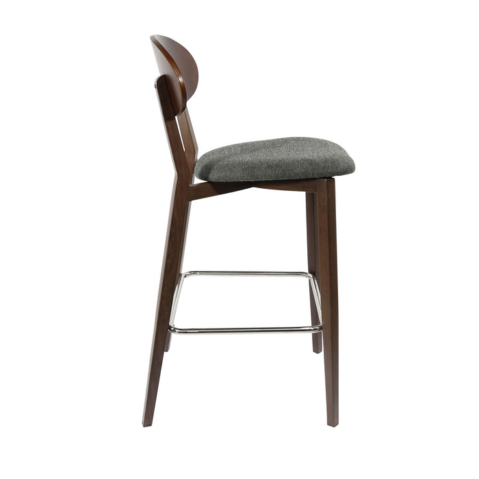 Durafurn Atlanta Barstool - Narrow Ply Backrest - Wenge Frame/Dark Grey Fabric Seat & Ply Backrest