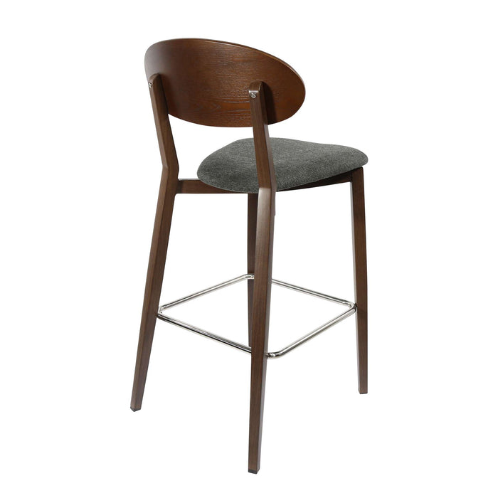 Durafurn Atlanta Barstool - Narrow Ply Backrest - Wenge Frame/Dark Grey Fabric Seat & Ply Backrest