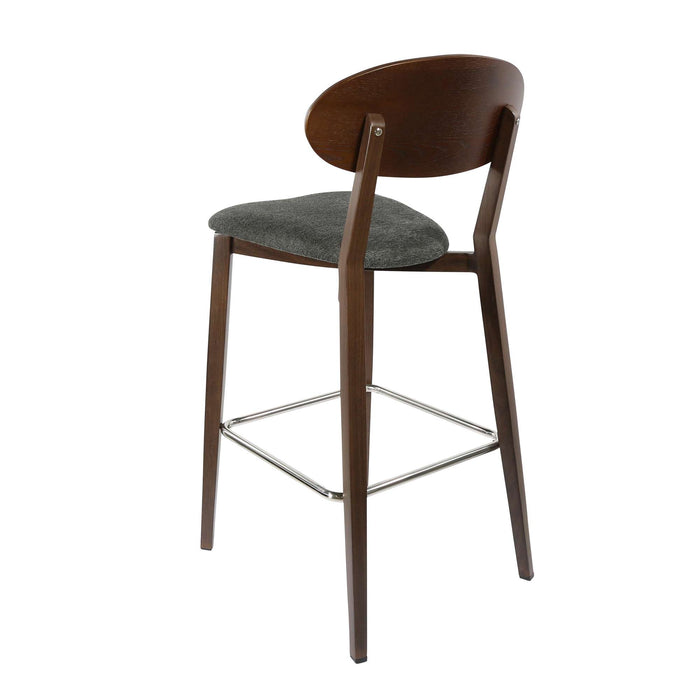 Durafurn Atlanta Barstool - Narrow Ply Backrest - Wenge Frame/Dark Grey Fabric Seat & Ply Backrest