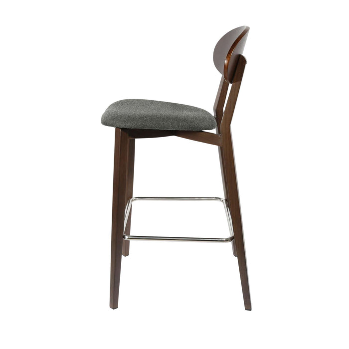 Durafurn Atlanta Barstool - Narrow Ply Backrest - Wenge Frame/Dark Grey Fabric Seat & Ply Backrest