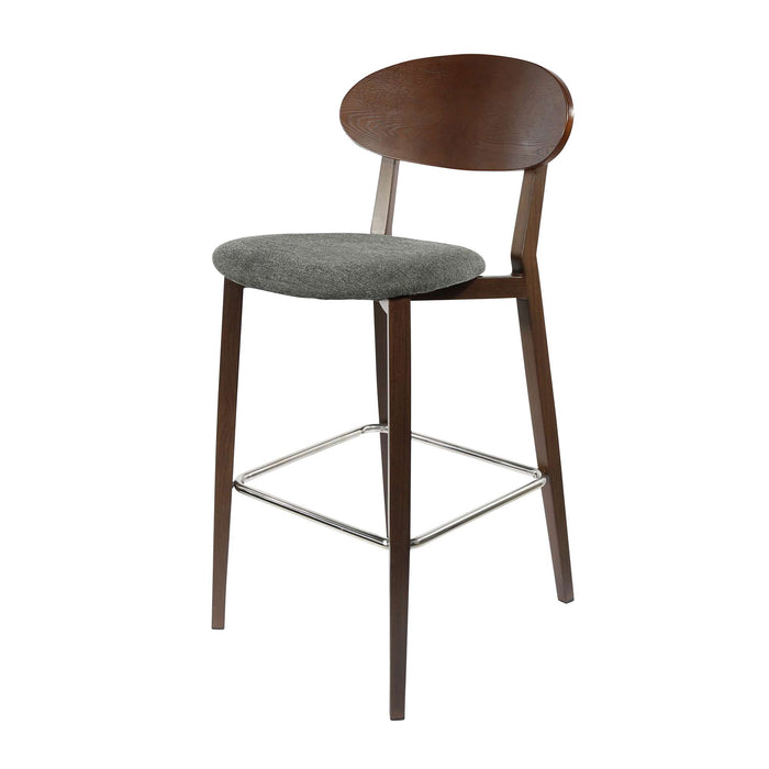 Durafurn Atlanta Barstool - Narrow Ply Backrest - Wenge Frame/Dark Grey Fabric Seat & Ply Backrest