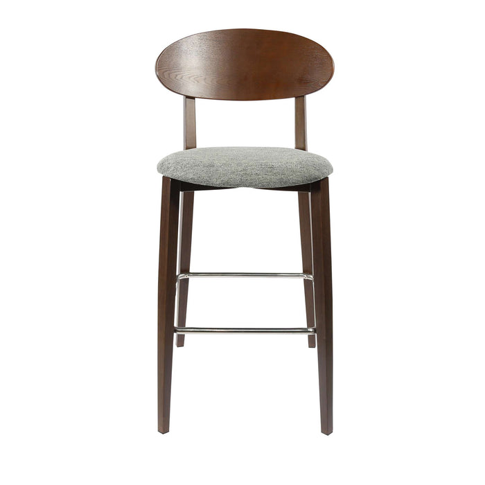Durafurn Atlanta Barstool - Narrow Ply Backrest - Wenge Frame/ Grey Fabric Seat & Ply Backrest