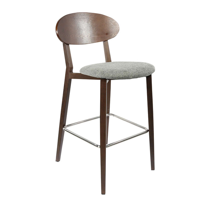 Durafurn Atlanta Barstool - Narrow Ply Backrest - Wenge Frame/ Grey Fabric Seat & Ply Backrest