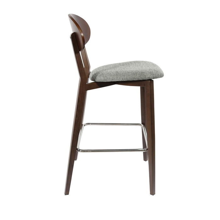 Durafurn Atlanta Barstool - Narrow Ply Backrest - Wenge Frame/ Grey Fabric Seat & Ply Backrest
