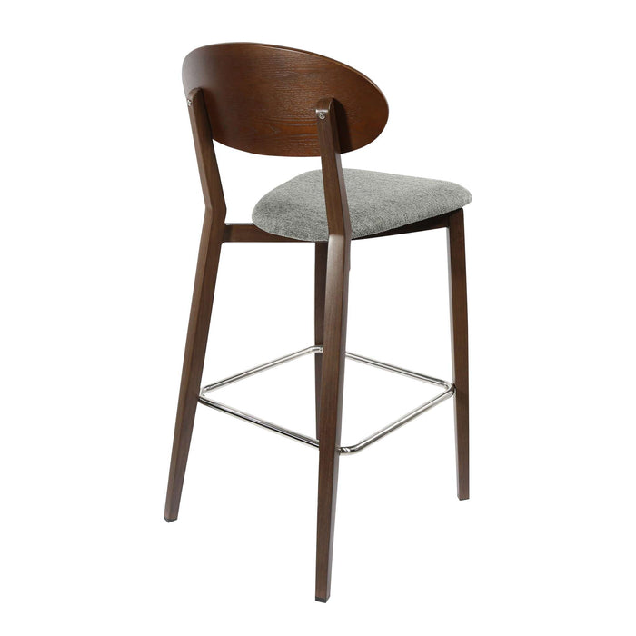 Durafurn Atlanta Barstool - Narrow Ply Backrest - Wenge Frame/ Grey Fabric Seat & Ply Backrest