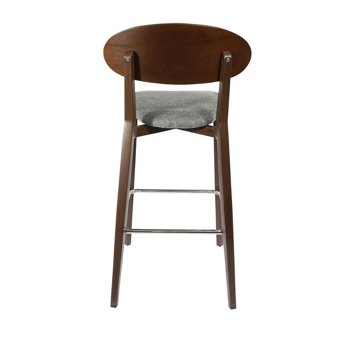 Durafurn Atlanta Barstool - Narrow Ply Backrest - Wenge Frame/ Grey Fabric Seat & Ply Backrest