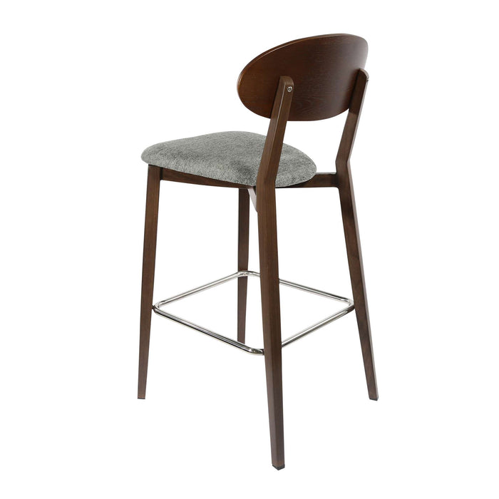 Durafurn Atlanta Barstool - Narrow Ply Backrest - Wenge Frame/ Grey Fabric Seat & Ply Backrest