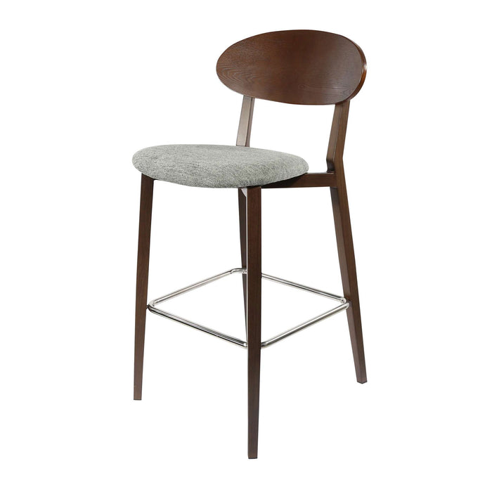 Durafurn Atlanta Barstool - Narrow Ply Backrest - Wenge Frame/ Grey Fabric Seat & Ply Backrest