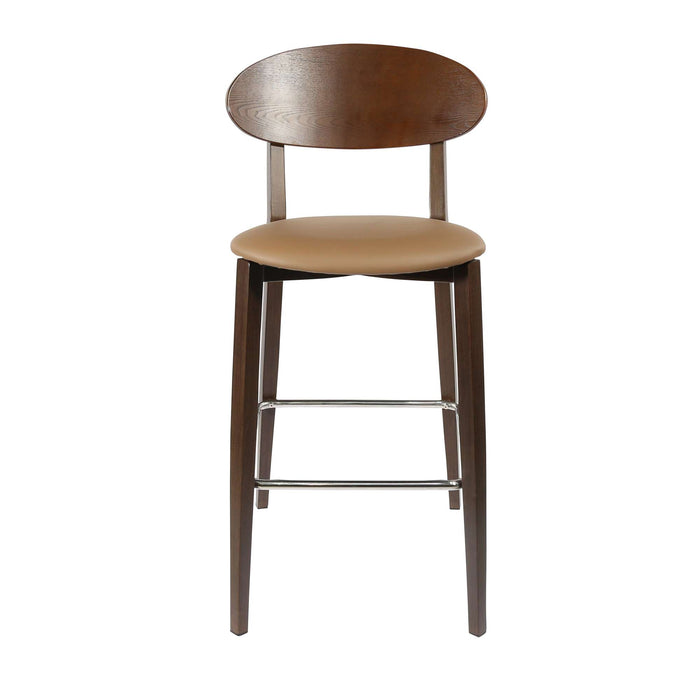 Durafurn Atlanta Barstool - Narrow Ply Backrest - Wenge Frame/Taupe Vinyl Seat & Ply Backrest