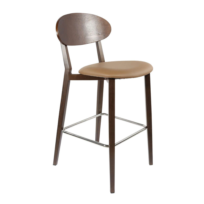 Durafurn Atlanta Barstool - Narrow Ply Backrest - Wenge Frame/Taupe Vinyl Seat & Ply Backrest
