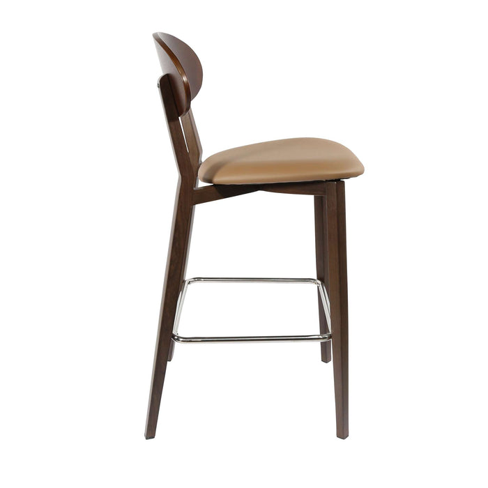 Durafurn Atlanta Barstool - Narrow Ply Backrest - Wenge Frame/Taupe Vinyl Seat & Ply Backrest
