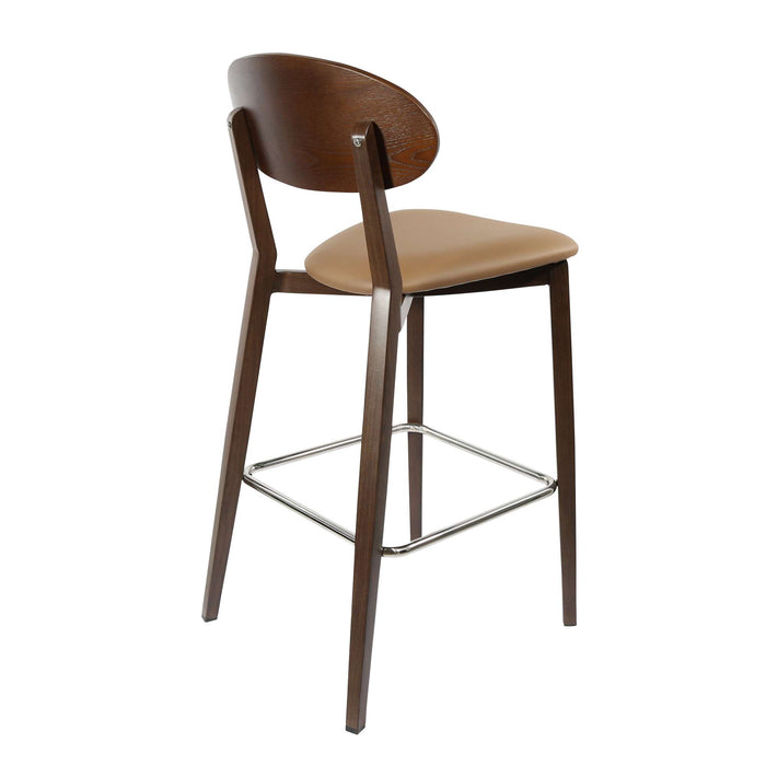 Durafurn Atlanta Barstool - Narrow Ply Backrest - Wenge Frame/Taupe Vinyl Seat & Ply Backrest