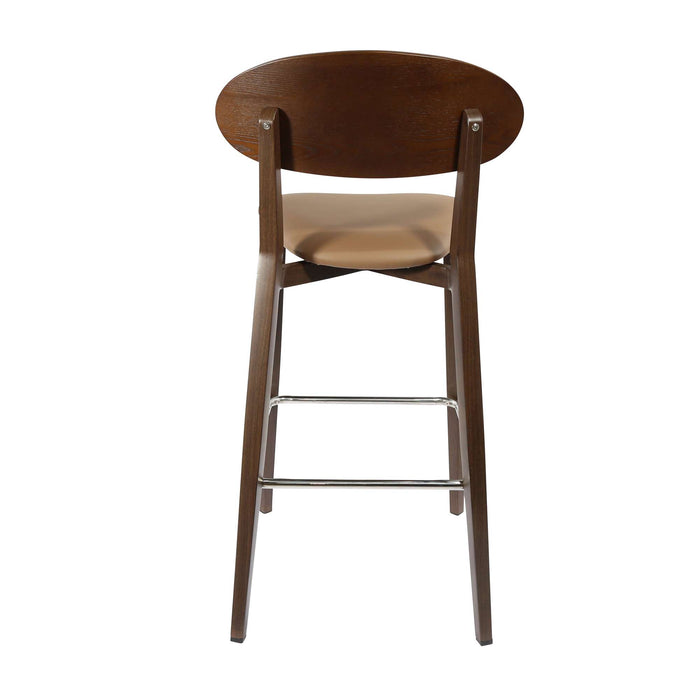 Durafurn Atlanta Barstool - Narrow Ply Backrest - Wenge Frame/Taupe Vinyl Seat & Ply Backrest