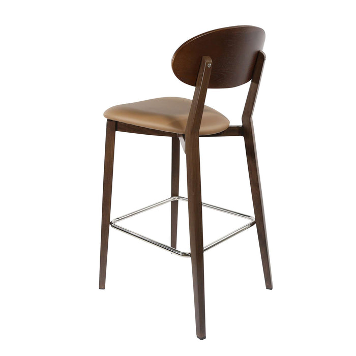 Durafurn Atlanta Barstool - Narrow Ply Backrest - Wenge Frame/Taupe Vinyl Seat & Ply Backrest