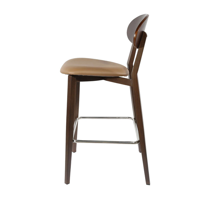 Durafurn Atlanta Barstool - Narrow Ply Backrest - Wenge Frame/Taupe Vinyl Seat & Ply Backrest