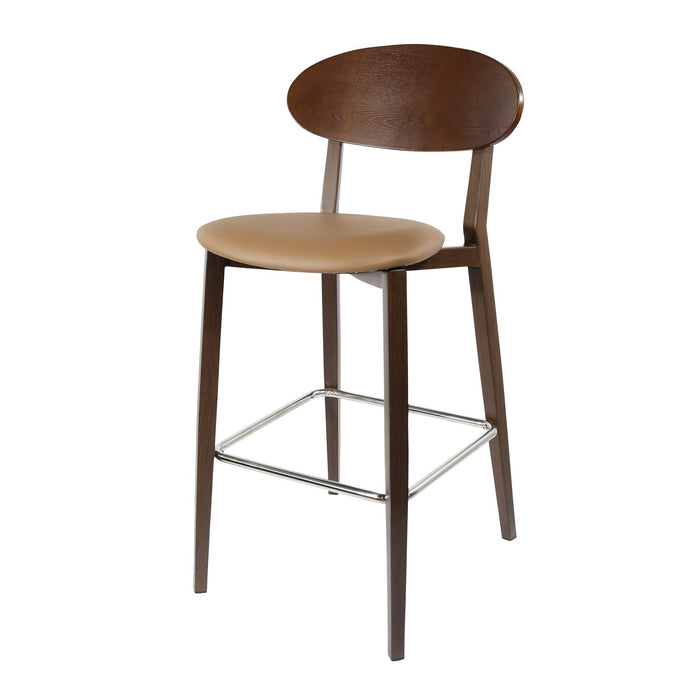 Durafurn Atlanta Barstool - Narrow Ply Backrest - Wenge Frame/Taupe Vinyl Seat & Ply Backrest