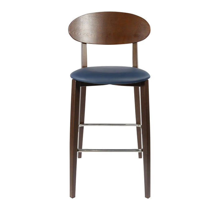 Durafurn Atlanta Barstool - Narrow Ply Backrest - Wenge Frame/Navy Vinyl Seat & Ply Backrest
