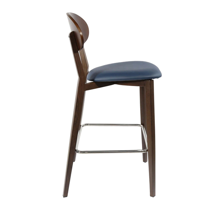 Durafurn Atlanta Barstool - Narrow Ply Backrest - Wenge Frame/Navy Vinyl Seat & Ply Backrest