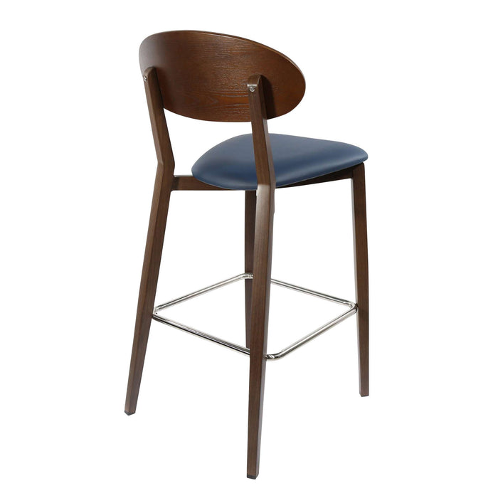 Durafurn Atlanta Barstool - Narrow Ply Backrest - Wenge Frame/Navy Vinyl Seat & Ply Backrest