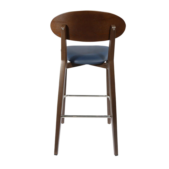 Durafurn Atlanta Barstool - Narrow Ply Backrest - Wenge Frame/Navy Vinyl Seat & Ply Backrest