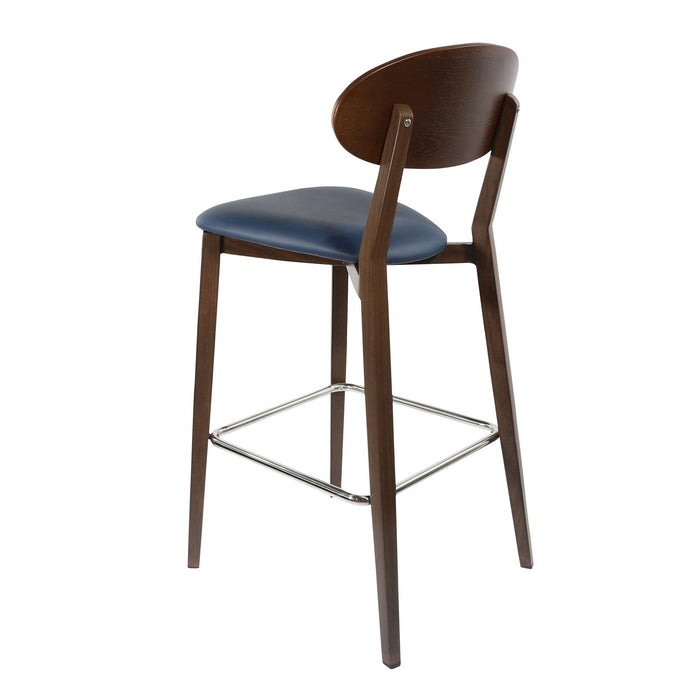 Durafurn Atlanta Barstool - Narrow Ply Backrest - Wenge Frame/Navy Vinyl Seat & Ply Backrest