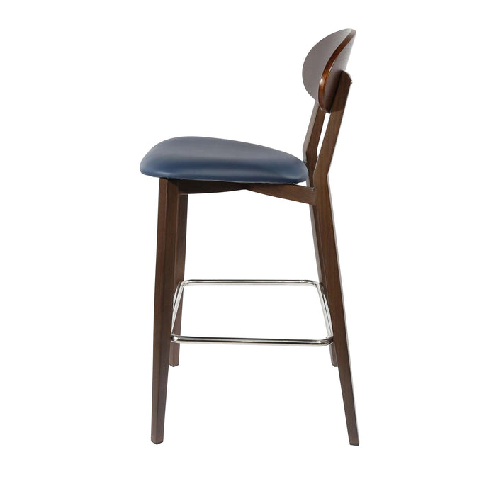 Durafurn Atlanta Barstool - Narrow Ply Backrest - Wenge Frame/Navy Vinyl Seat & Ply Backrest