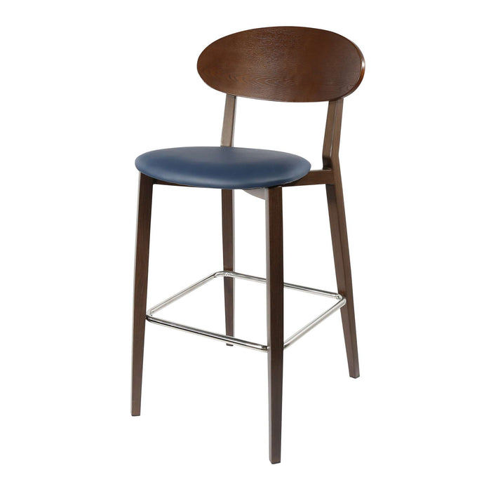 Durafurn Atlanta Barstool - Narrow Ply Backrest - Wenge Frame/Navy Vinyl Seat & Ply Backrest