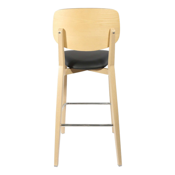 Durafurn Atlanta Barstool - large Ply Backrest - Oak Frame/Black Vinyl Seat & Ply Backrest
