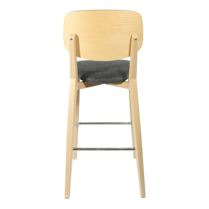 Durafurn Atlanta Barstool - large Ply Backrest - Oak Frame/Dark Grey Fabric Seat & Ply Backrest