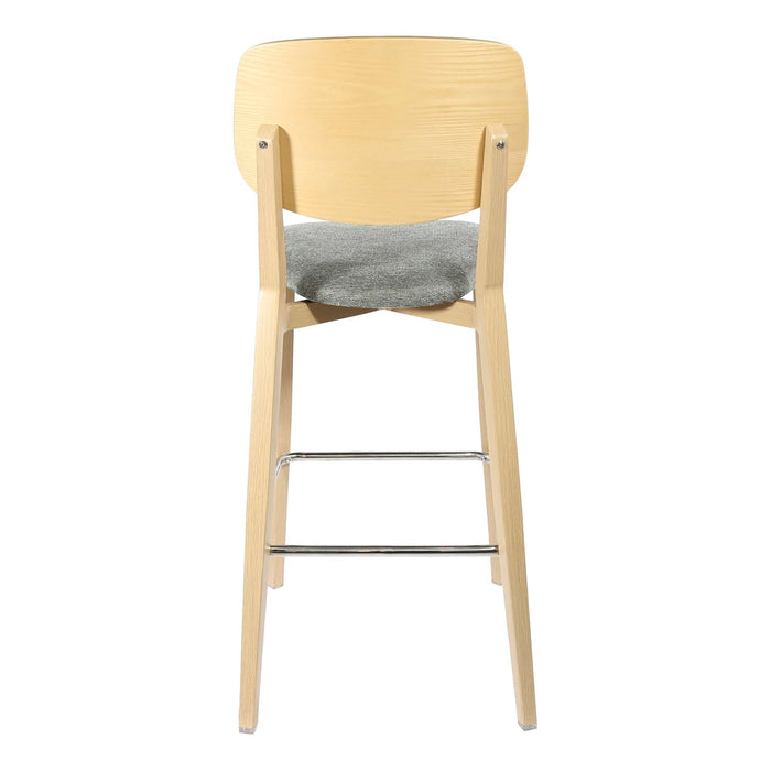 Durafurn Atlanta Barstool - large Ply Backrest - Oak Frame/ Grey Fabric Seat & Ply Backrest
