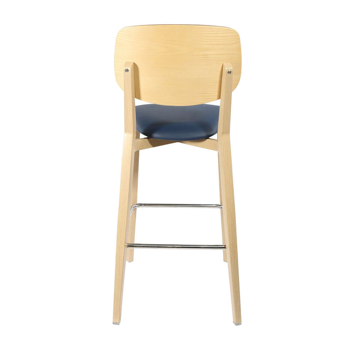 Durafurn Atlanta Barstool - large Ply Backrest - Oak Frame/Navy Vinyl Seat & Ply Backrest