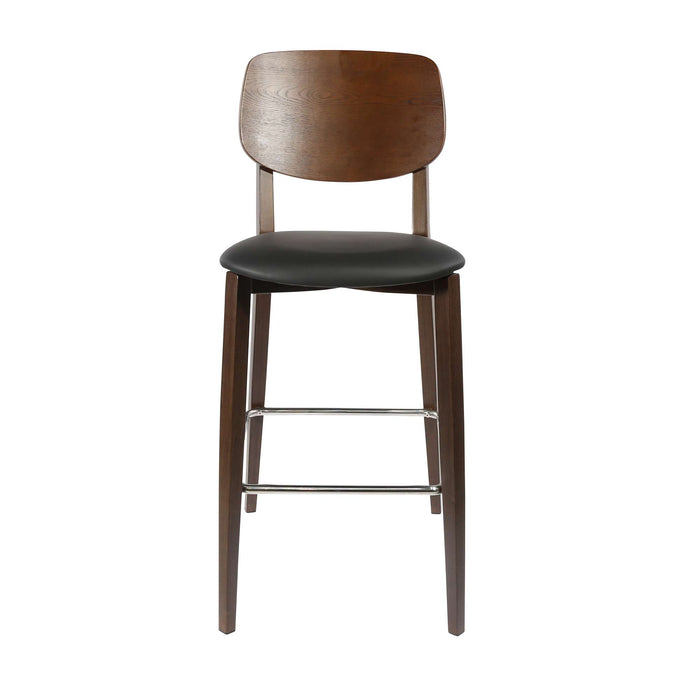 Durafurn Atlanta Barstool - large Ply Backrest - Wenge Frame/Black Vinyl Seat & Ply Backrest