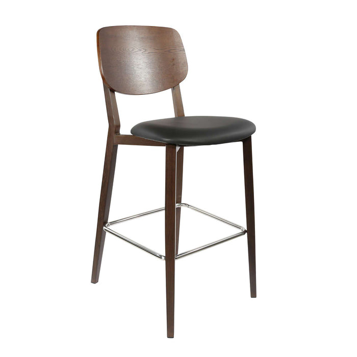 Durafurn Atlanta Barstool - large Ply Backrest - Wenge Frame/Black Vinyl Seat & Ply Backrest