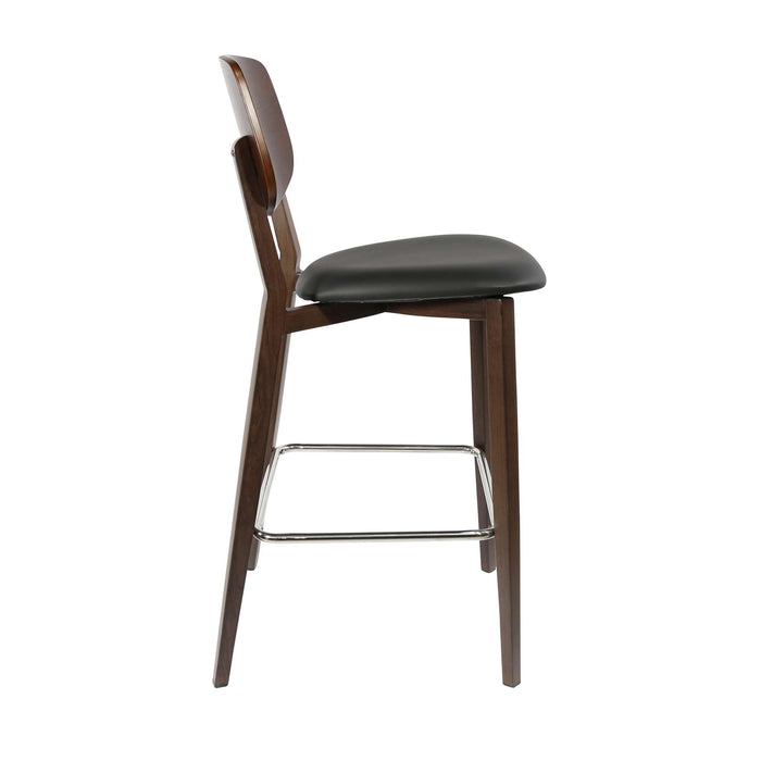 Durafurn Atlanta Barstool - large Ply Backrest - Wenge Frame/Black Vinyl Seat & Ply Backrest
