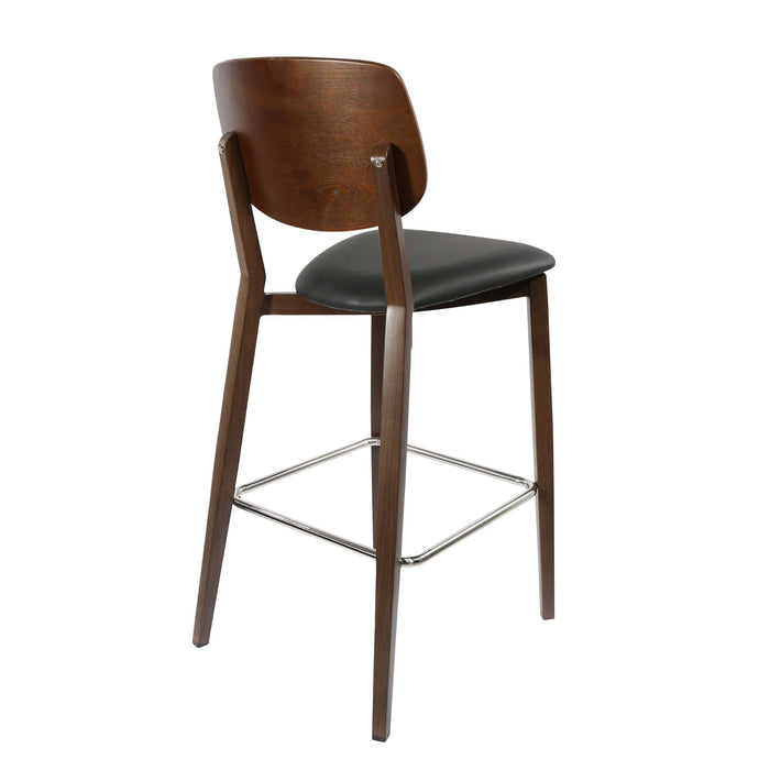 Durafurn Atlanta Barstool - large Ply Backrest - Wenge Frame/Black Vinyl Seat & Ply Backrest