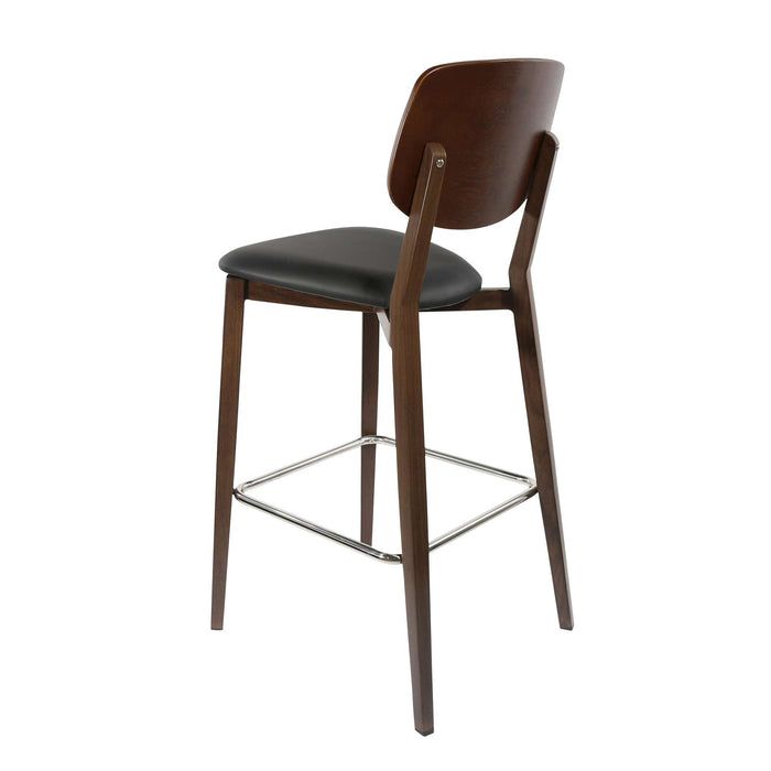 Durafurn Atlanta Barstool - large Ply Backrest - Wenge Frame/Black Vinyl Seat & Ply Backrest