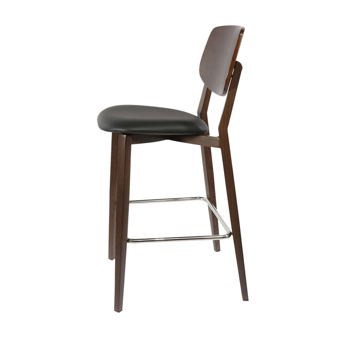 Durafurn Atlanta Barstool - large Ply Backrest - Wenge Frame/Black Vinyl Seat & Ply Backrest