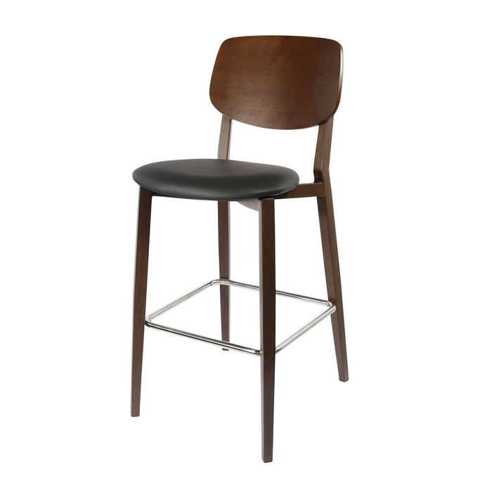Durafurn Atlanta Barstool - large Ply Backrest - Wenge Frame/Black Vinyl Seat & Ply Backrest