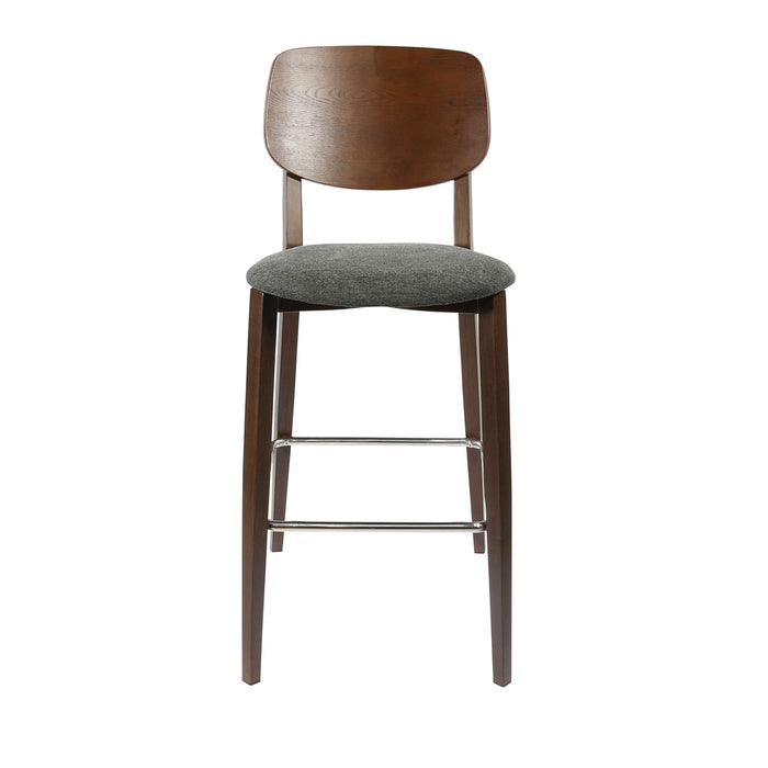 Durafurn Atlanta Barstool - large Ply Backrest - Wenge Frame/Dark Grey Fabric Seat & Ply Backrest