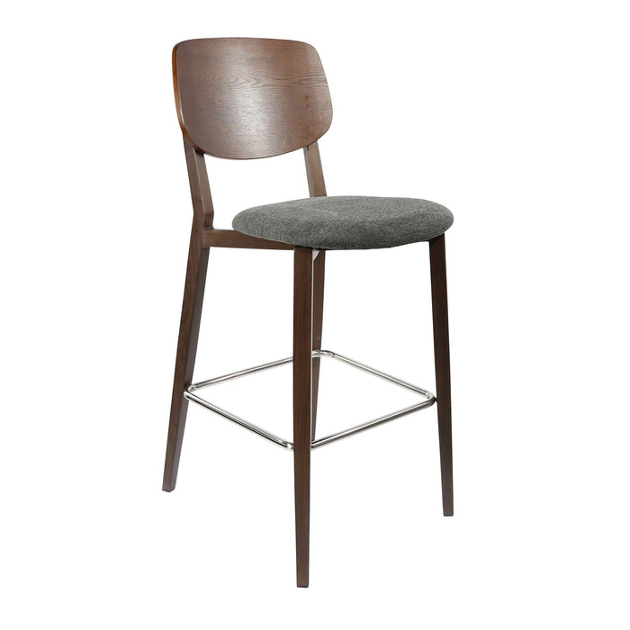 Durafurn Atlanta Barstool - large Ply Backrest - Wenge Frame/Dark Grey Fabric Seat & Ply Backrest