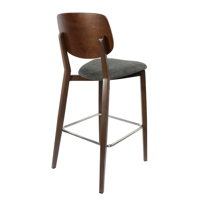 Durafurn Atlanta Barstool - large Ply Backrest - Wenge Frame/Dark Grey Fabric Seat & Ply Backrest