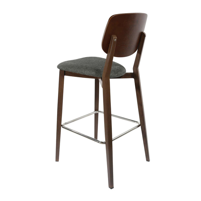 Durafurn Atlanta Barstool - large Ply Backrest - Wenge Frame/Dark Grey Fabric Seat & Ply Backrest