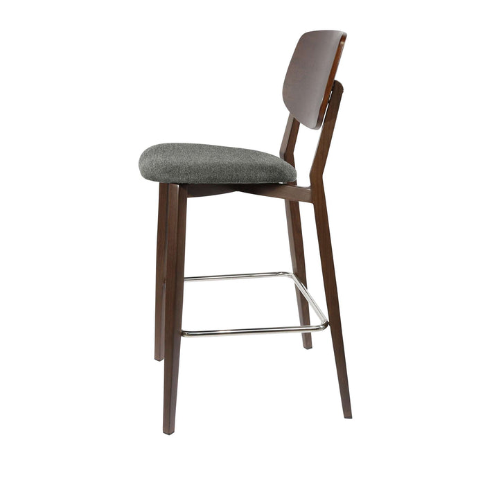 Durafurn Atlanta Barstool - large Ply Backrest - Wenge Frame/Dark Grey Fabric Seat & Ply Backrest