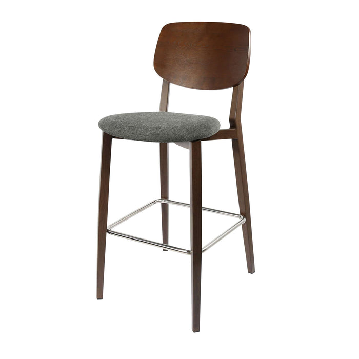 Durafurn Atlanta Barstool - large Ply Backrest - Wenge Frame/Dark Grey Fabric Seat & Ply Backrest