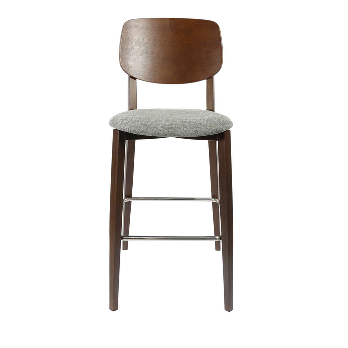 Durafurn Atlanta Barstool - large Ply Backrest - Wenge Frame/ Grey Fabric Seat & Ply Backrest